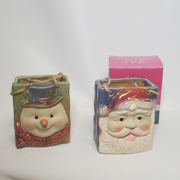 Lincolnshire Other - Vintage Ceramic Christmas Gift Bag Decoration lot 2 Snowman Santa Lincol…